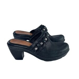 Nurture Black Leather Clogs Studded Block Heel Mules 6 M Moto Bikercore Grunge